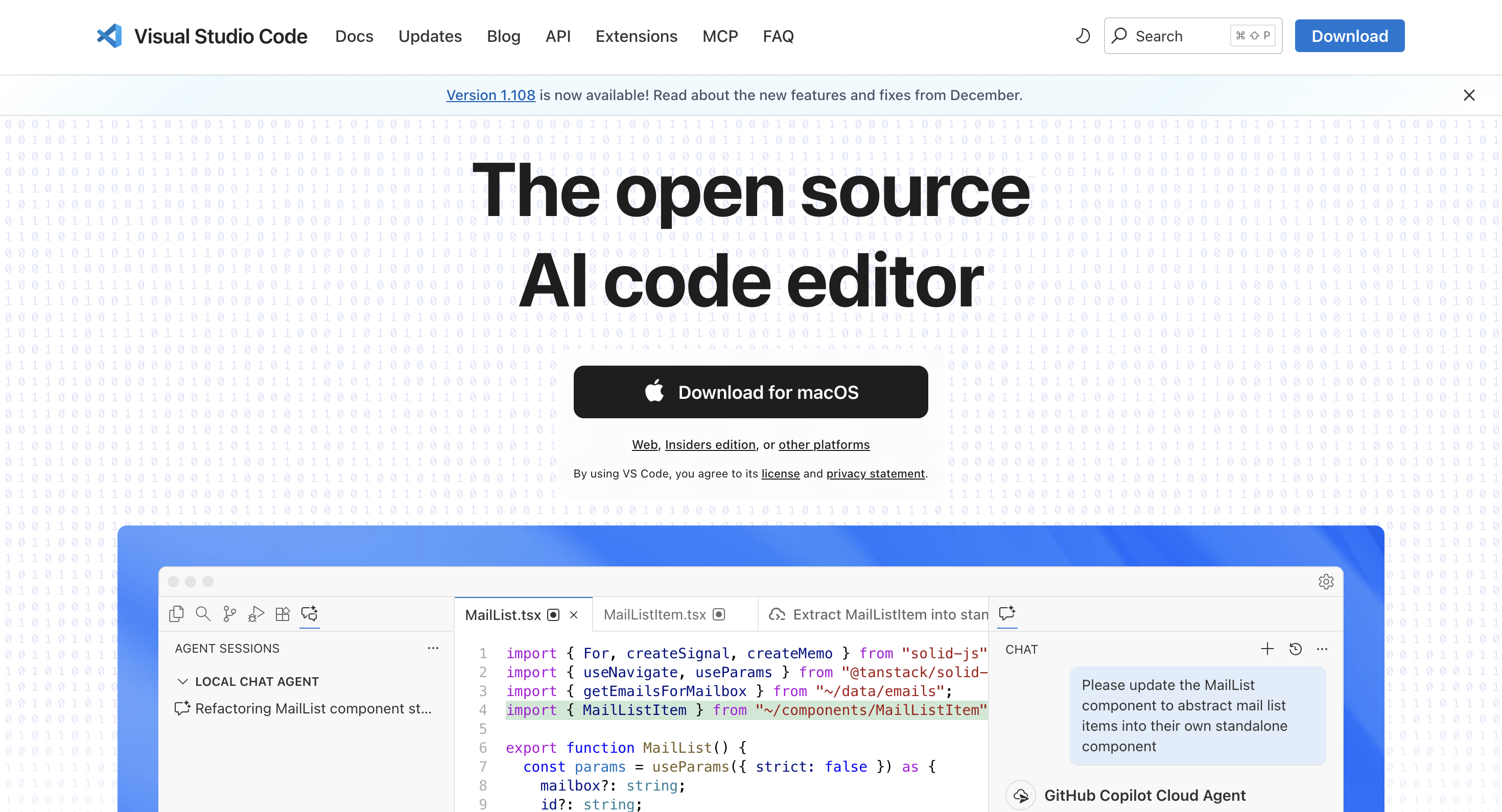 VSCodeダウンロード前の画像